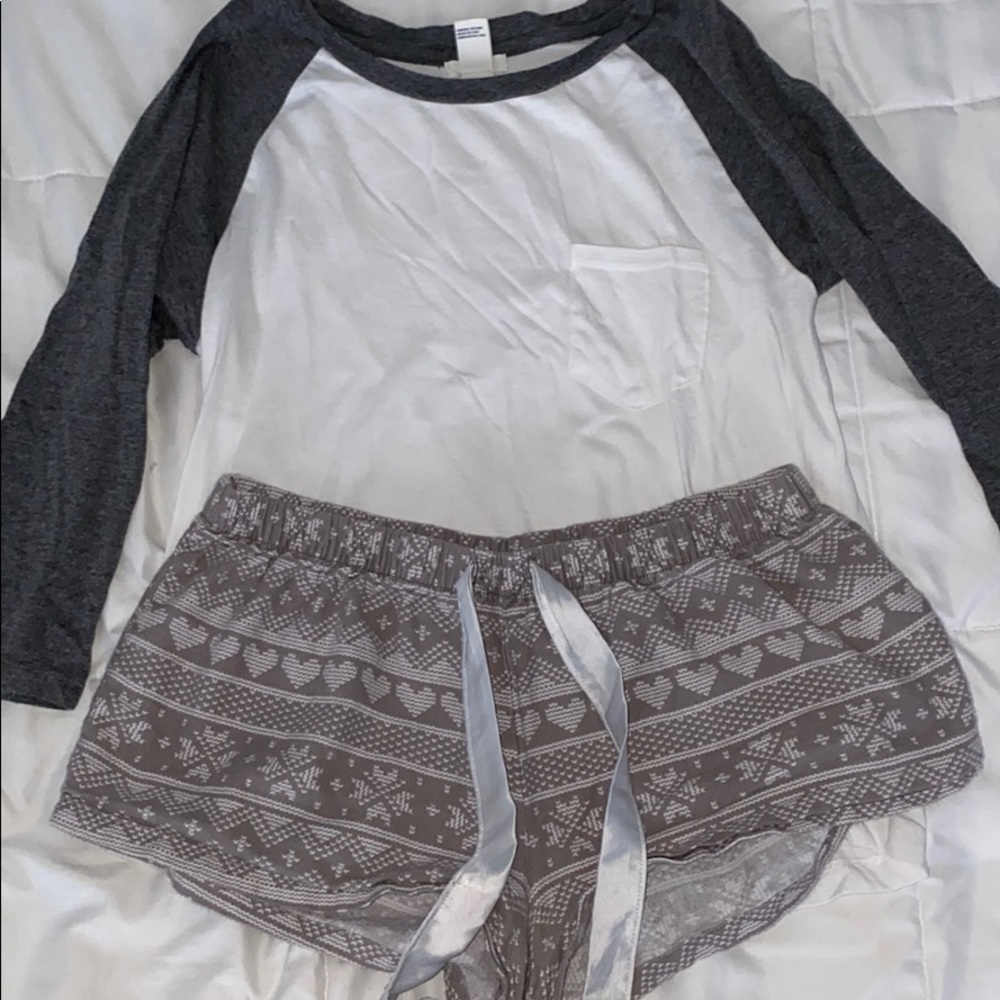 forever 21 small grey winter pajama set